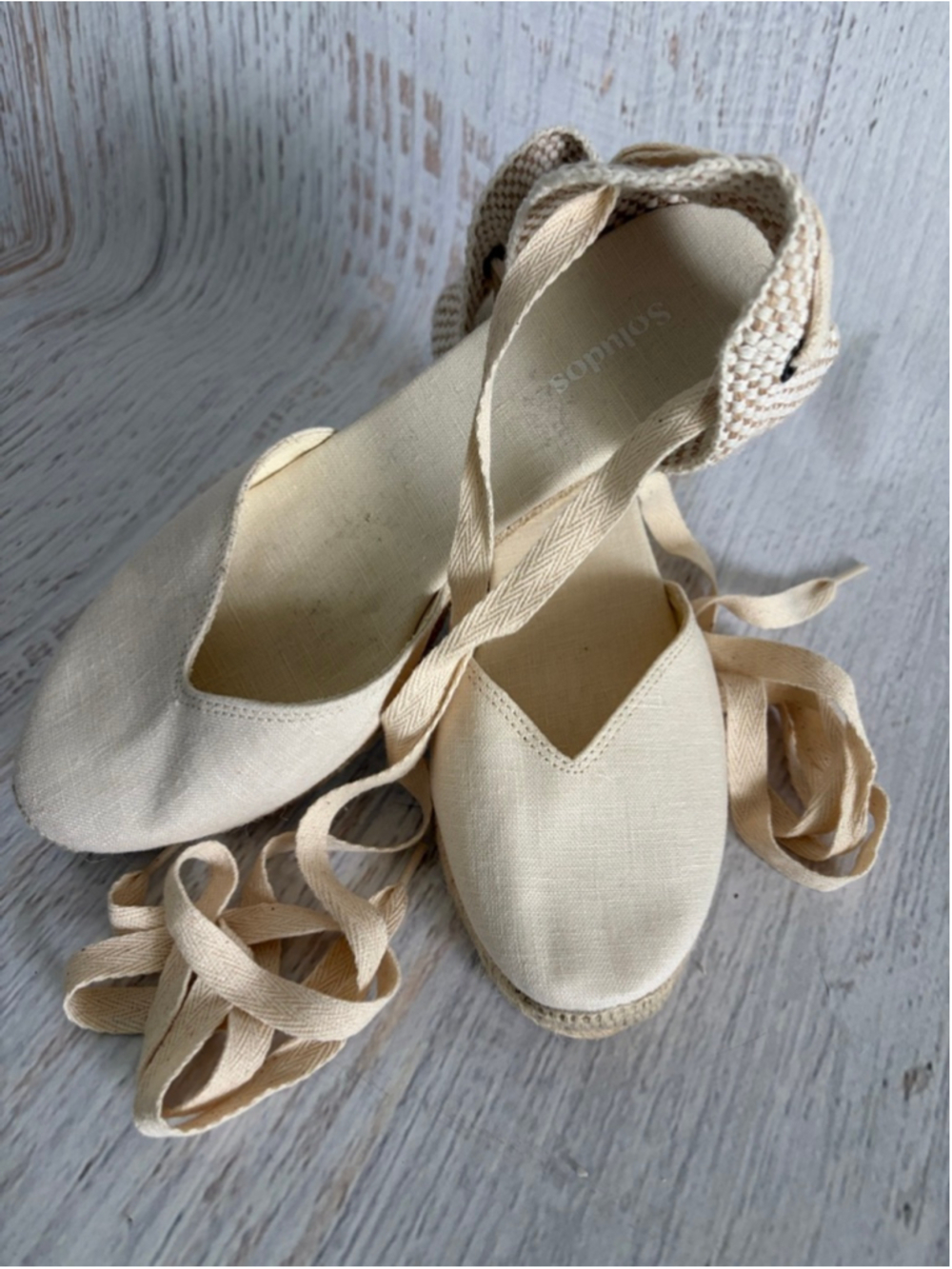 Women's Soludos Beige Espadrilles with Ankle Ties Size 8.5